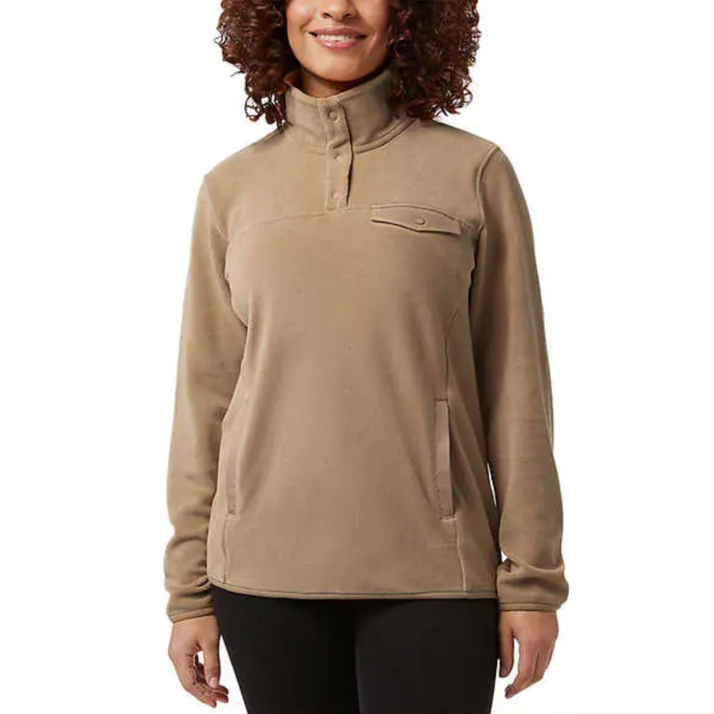 NWoT 32 Degrees Women Midweight Snap Arctic Fleece Olive Beige  Sz L $70 WWW028